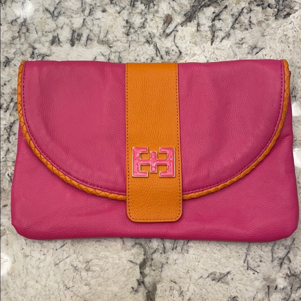 Pink Leather Clutch
